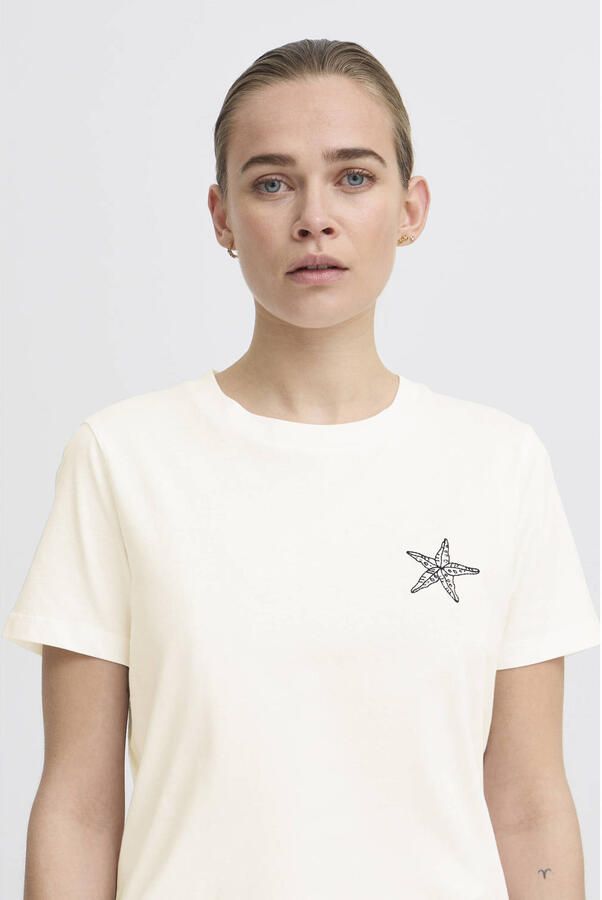 Ichi T-shirt met motiefstitching model 'CAMINO'