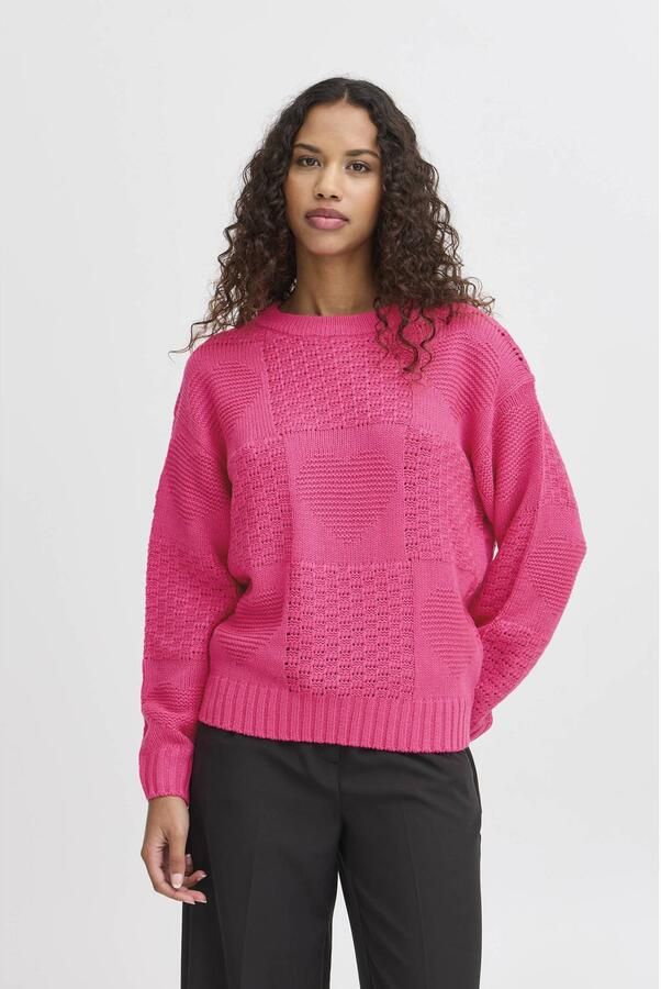 ICHI trui roze fijn gebreid