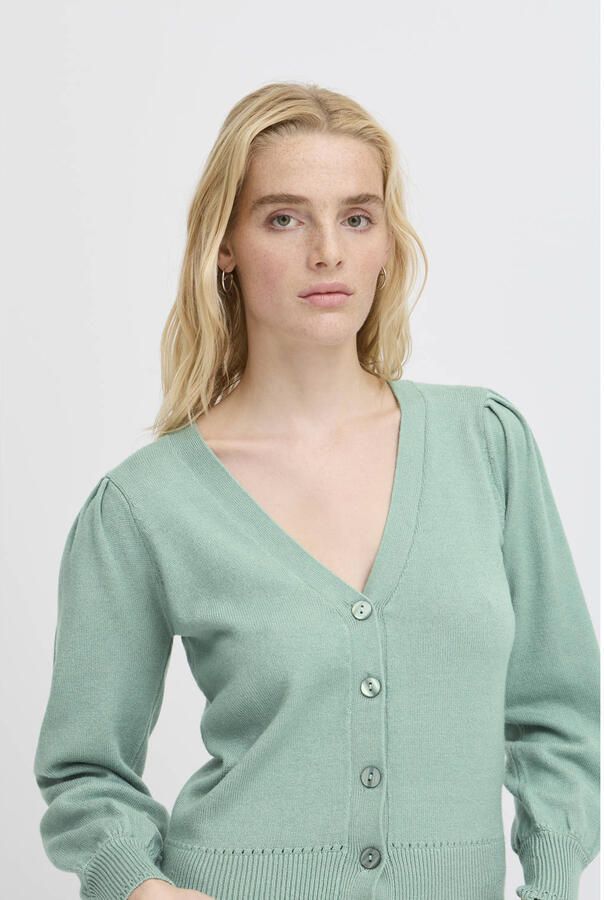 ICHI vest lichtgroen fijn gebreid