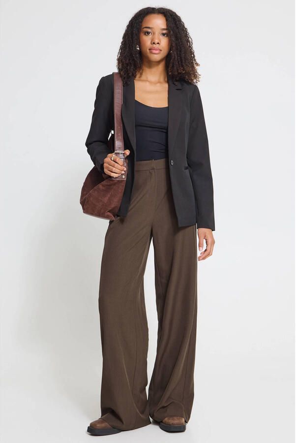 ICHI wide leg broek bruin - Foto 3