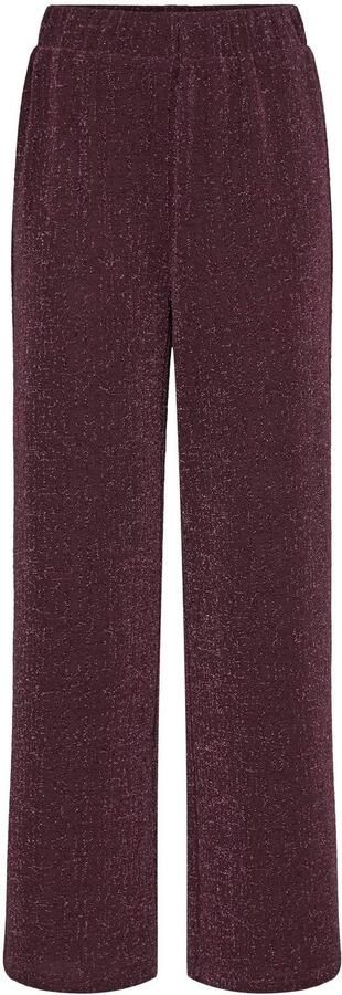 ICHI wide leg broek met glitters donkerpaars