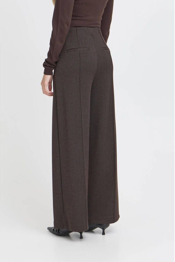 ICHI wide leg high waist broek bruin zwart - Foto 2