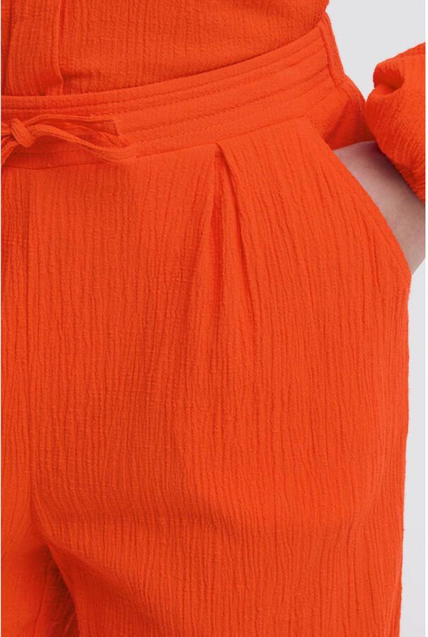ICHI wide leg high waist casual broek donker oranje - Foto 2