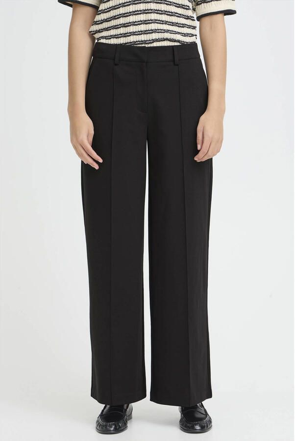 Ichi Wide leg stoffen broek met vaste persplooien model 'KATE' - Foto 2