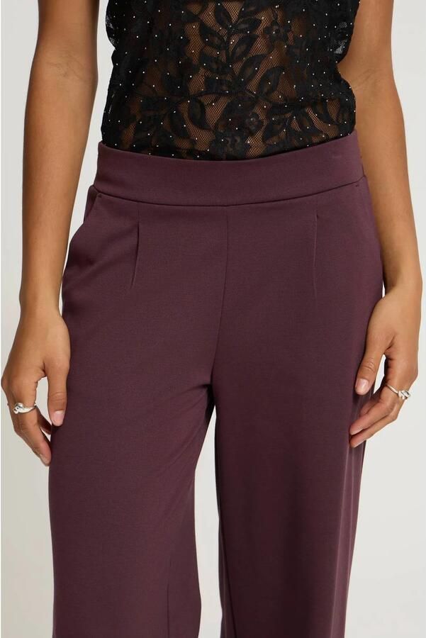 ICHI wide leg pantalon met plooien donkerrood