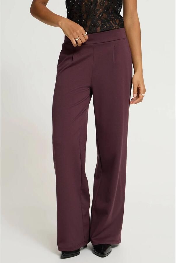ICHI wide leg pantalon met plooien donkerrood - Foto 2
