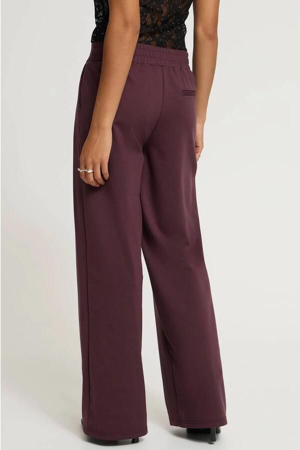 ICHI wide leg pantalon met plooien donkerrood - Foto 3
