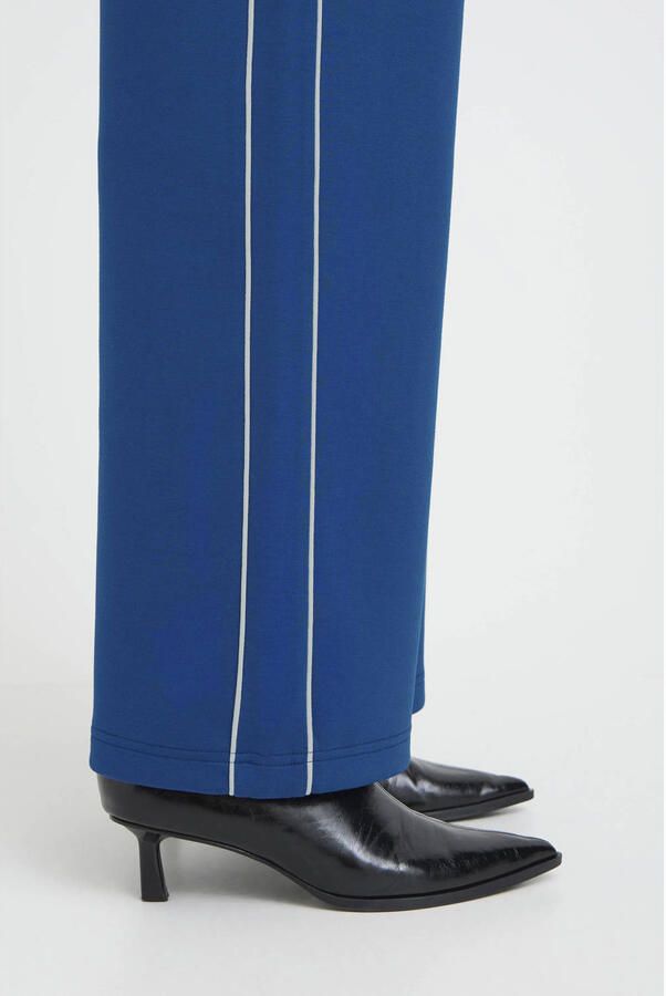 ICHI wide leg regular waist broek donkerblauw - Foto 2
