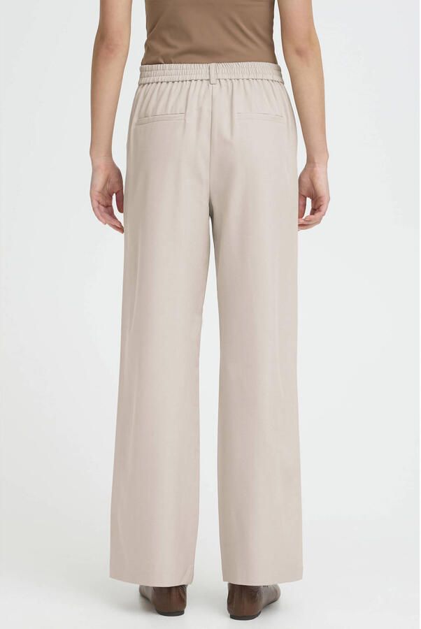 ICHI wide leg regular waist broek ecru - Foto 3