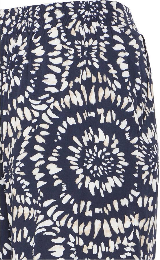 ICHI wide leg regular waist casual broek donkerblauw