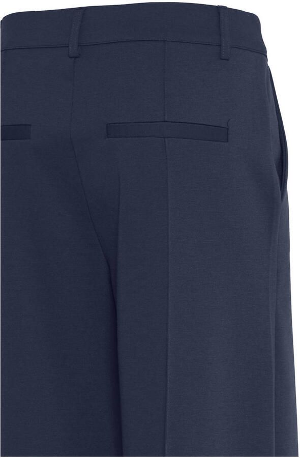 Ichi Blauwe effen broek met ritssluiting Blue Dames