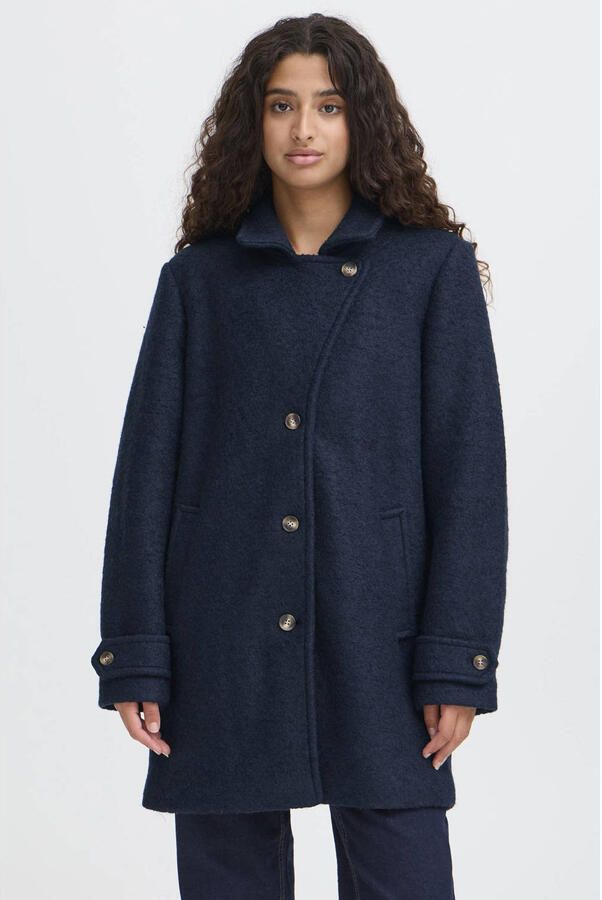 Ichi Relaxed fit lange jas van wolmix model 'Tipa'
