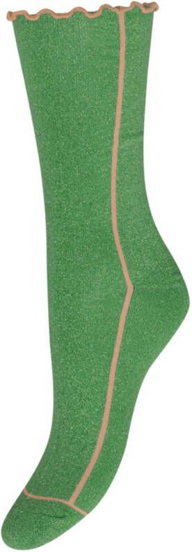 ICHI lurex sokken Iakazia met ruffles groen
