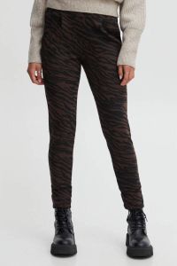 ICHI regular fit pantalon IHKATE ZEBRON PA met zebraprint donkerbruin zwart