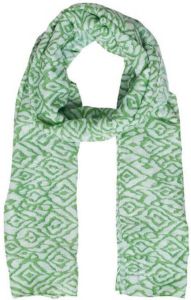 ICHI sjaal IACHANDRA met all-over print groen wit