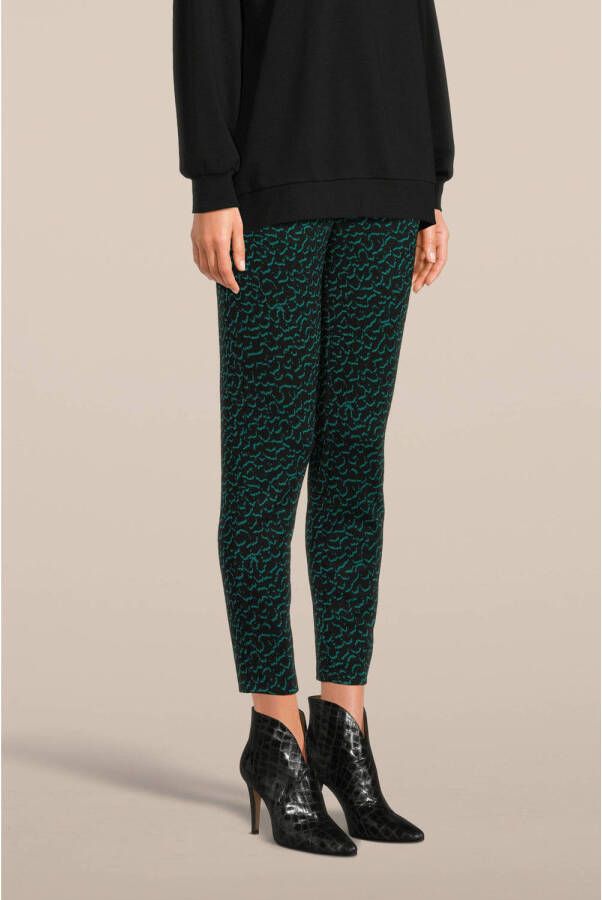 ICHI slim fit pantalon IHKATE met all over print zwart groen