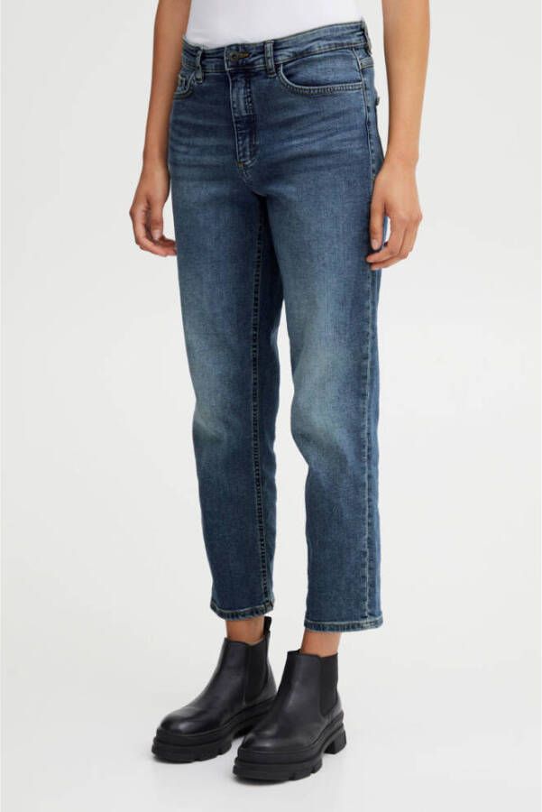 Ichi Blauwe Katoenen Mom Jeans met Stretch Blue Dames