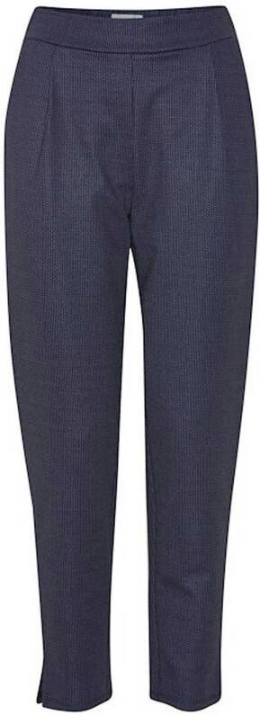 ICHI straight fit pantalon IHMANSE met visgraat donkerblauw