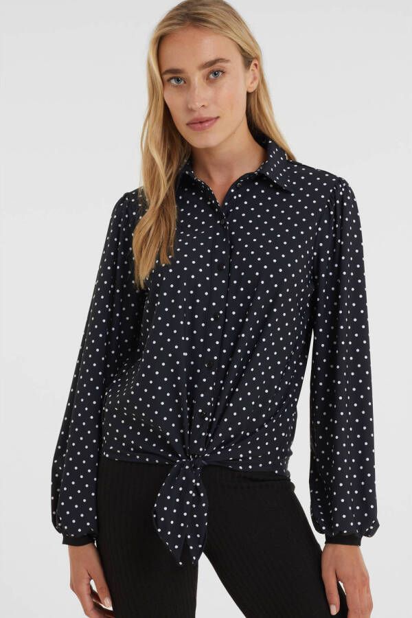 Imagine Travel blouse met strikdetail stippenprint