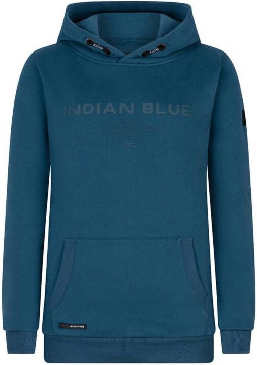 Indian Blue Jeans hoodie met tekst blauw