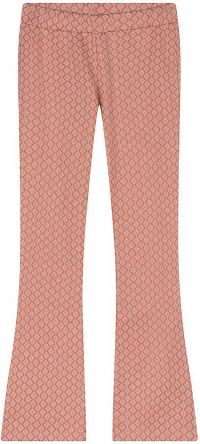 Indian Blue Jeans flared broek met all over print oranje zand