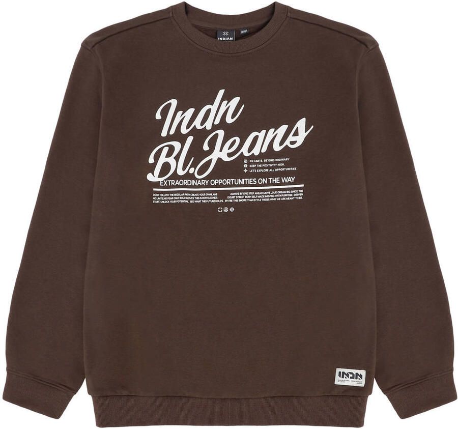 Indian Blue Jeans oversized sweater met logo donkerbruin Logo