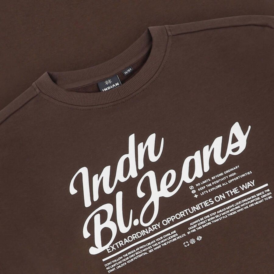 Indian Blue Jeans oversized sweater met logo donkerbruin Logo - Foto 2
