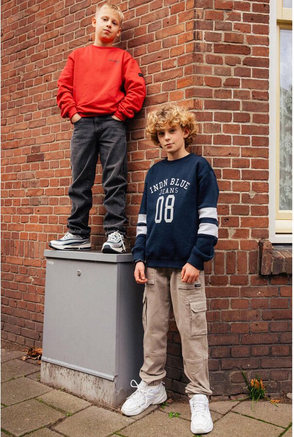 Indian Blue Jeans oversized sweater met print donkerblauw Printopdruk - Foto 2