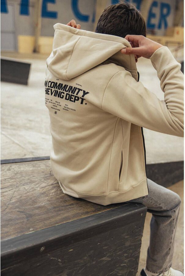 Indian Blue Jeans rechtvallend sweatvest met backprint beige - Foto 2