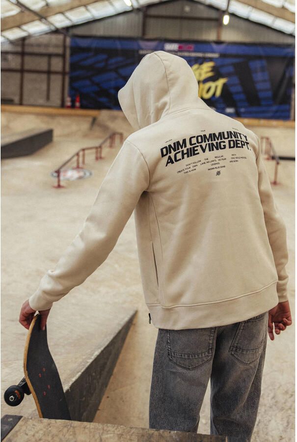 Indian Blue Jeans rechtvallend sweatvest met backprint beige - Foto 3