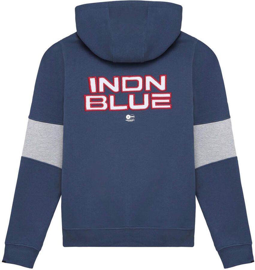 Indian Blue Jeans rechtvallende hoodie met backprint donkerblauw grijs Sweater