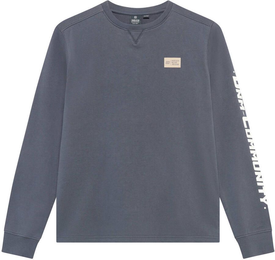 Indian Blue Jeans rechtvallende longsleeve met backprint grijs Jongens Katoen Ronde hals