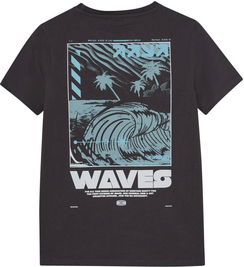 INDIAN BLUE JEANS Jongens Polo's & T-shirts T-shirt Backprint Wave Grijs