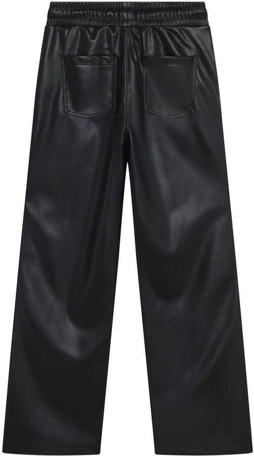Indian Blue Jeans wide leg imitatieleren coated broek zwart - Foto 4