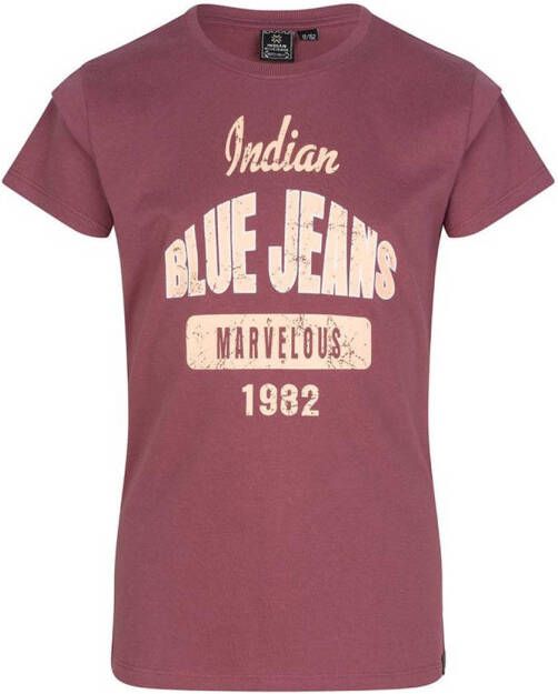 Indian Blue Jeans T-shirt met printopdruk donker mauve