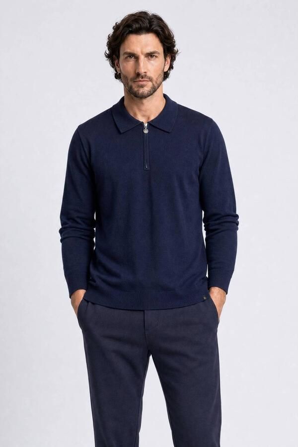 Indigold regular fit gebreide trui marineblauw