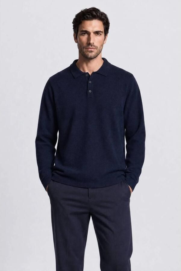 Indigold regular fit gebreide trui met wol navy