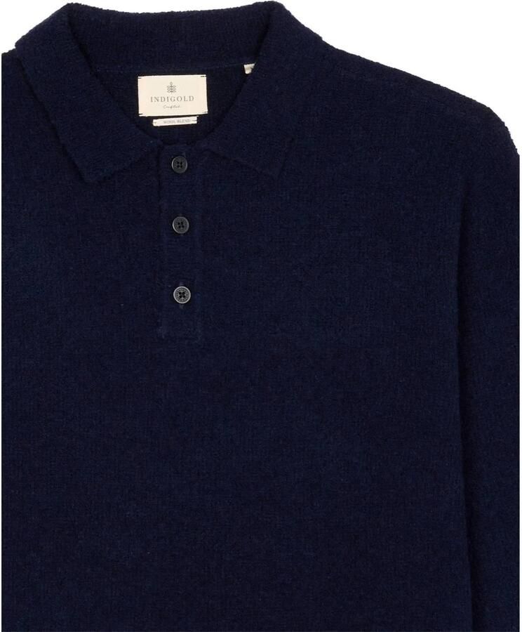 Indigold regular fit gebreide trui met wol navy - Foto 2