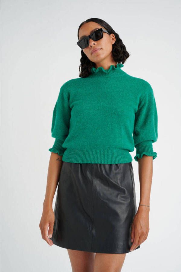 Inwear gebreide top met ruches groen