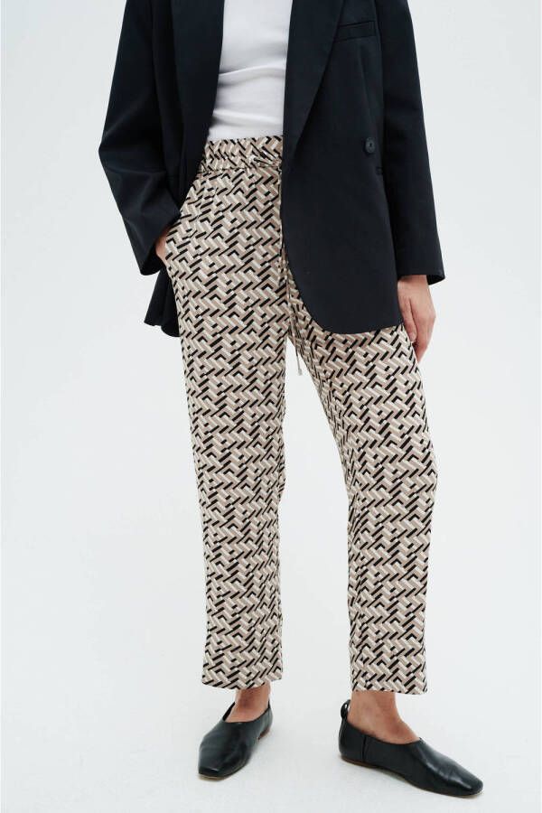 Inwear regular fit broek QaileyIW met grafische print beige zwart wit