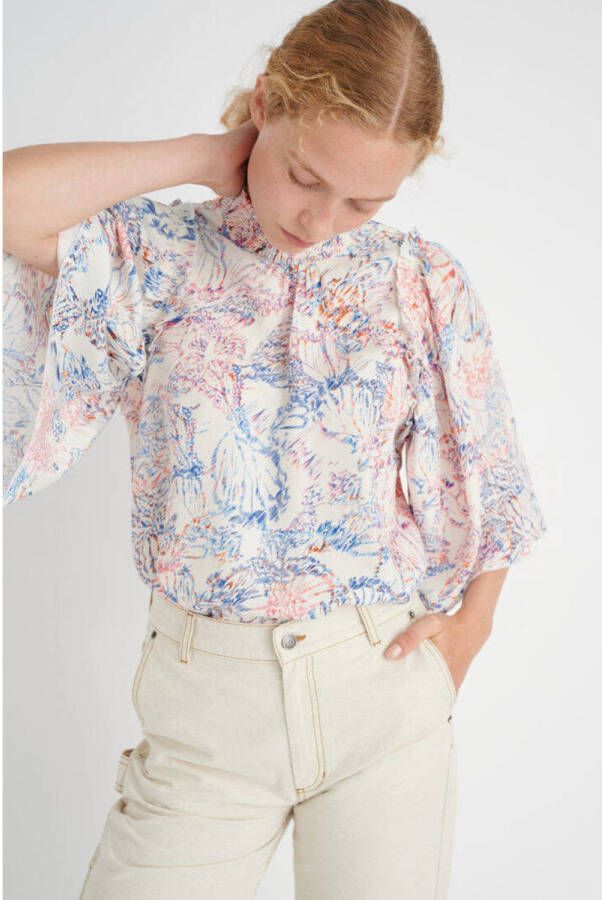 Inwear top DamaraIW met all over print wit blauw oranje