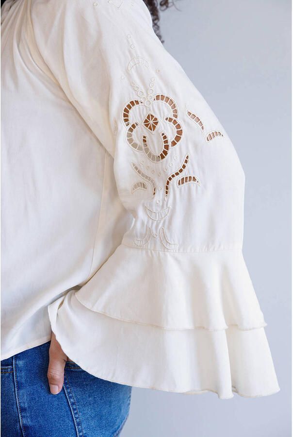 Ivy Beau blouse met broderie ecru