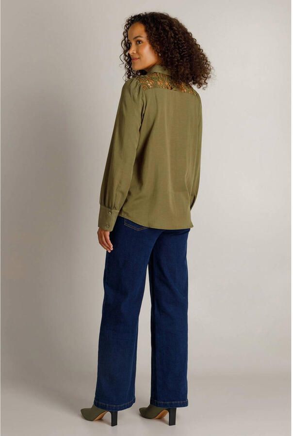 Ivy Beau blouse met kant groen - Foto 2