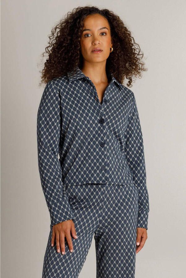 Ivy Beau blouse met print blauw