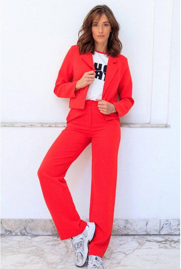 Ivy Beau cropped blazer rood - Foto 2