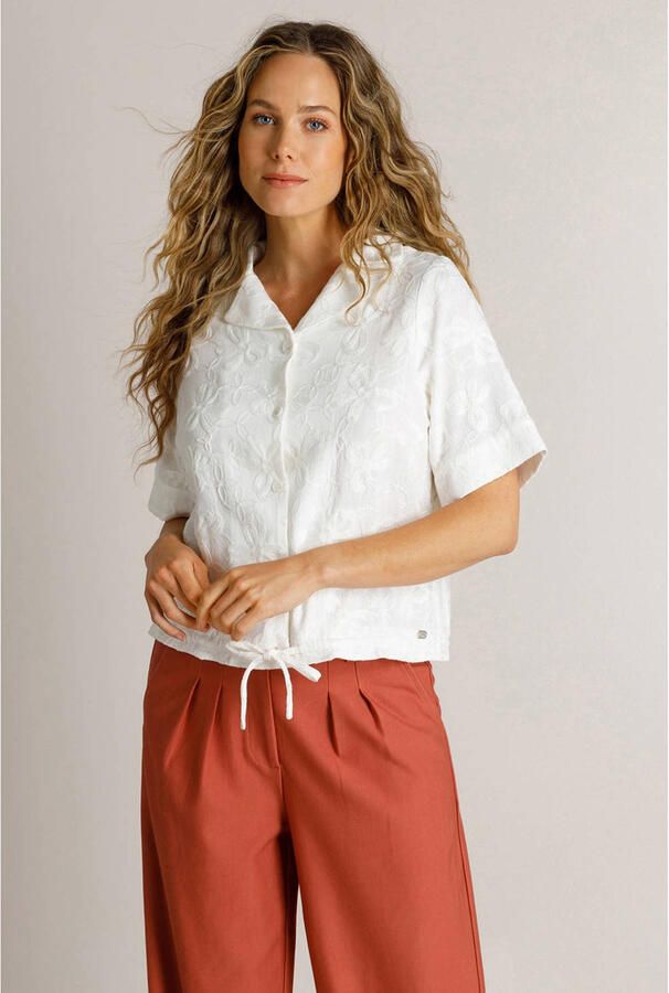 Ivy Beau gebloemde blouse met linnen wit