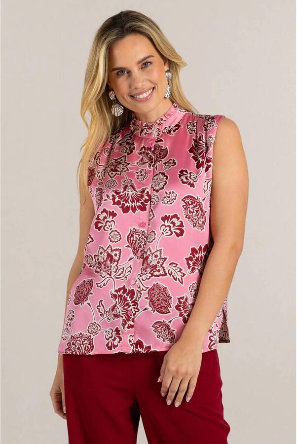Ivy Beau gebloemde blouse roze