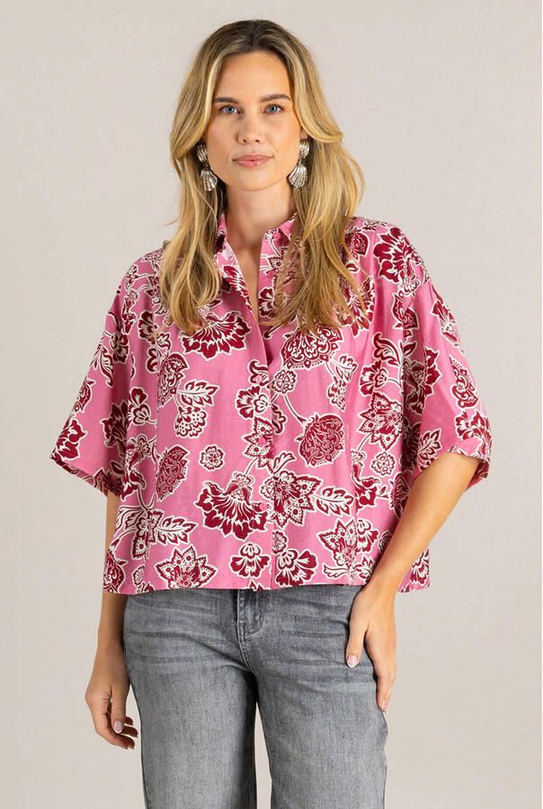 Ivy Beau gebloemde blouse roze