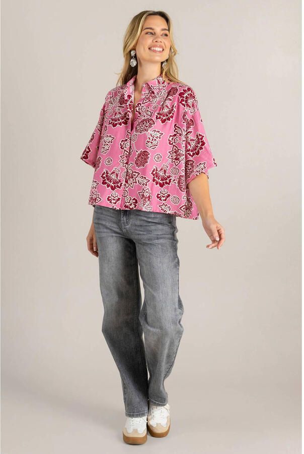 Ivy Beau gebloemde blouse roze - Foto 2