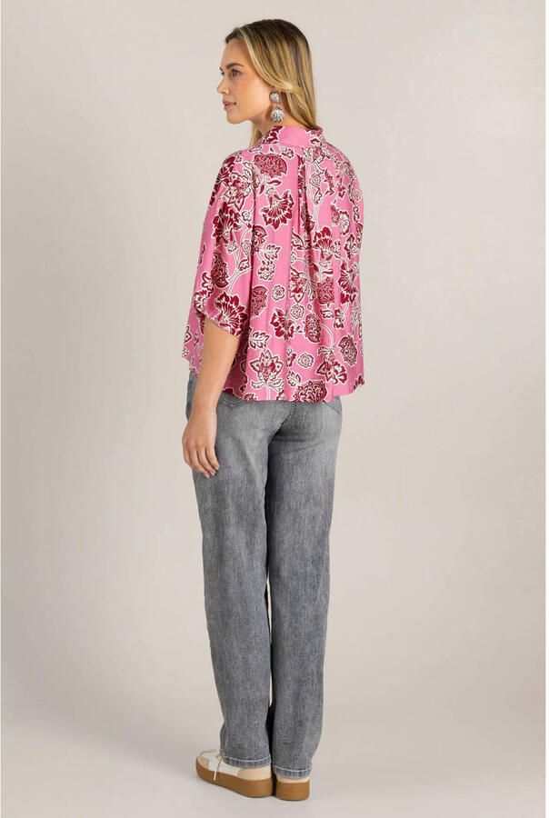 Ivy Beau gebloemde blouse roze - Foto 3